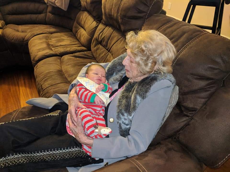 My grandmother and Vivy meeting each other for the first time.